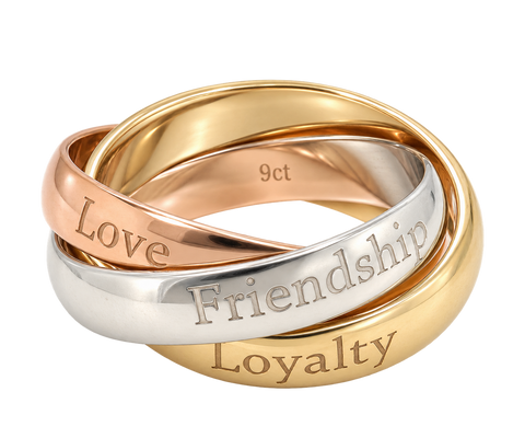 Russian Wedding Ring – Three Colour Gold Trinity Ring 4mm