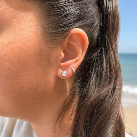 Norse Skaði - Cushion and Round Cut Diamond Earrings