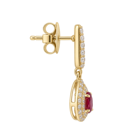 Kora – Ruby & Diamond Drop Earrings -  Paddington Jeweller - Ojco
