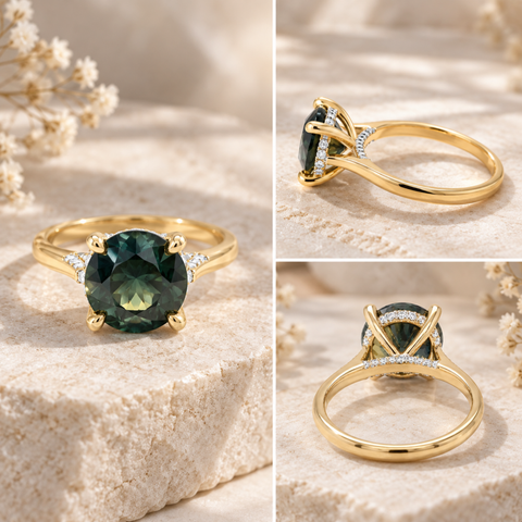 Blue Bell – Madagascar Green Sapphire Engagement Ring