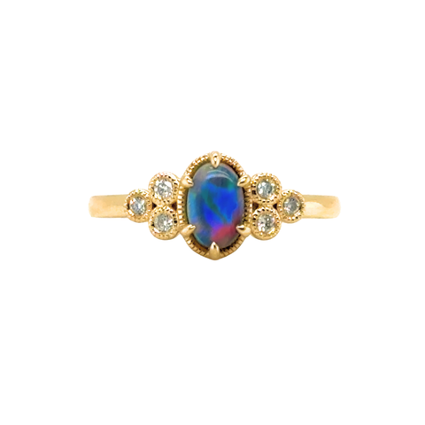 August - Opal and Diamonds Ring -  Paddington Jeweller - Ojco