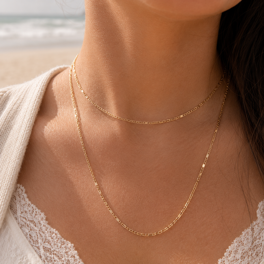 1.4mm Diamond-Cut Figaro Chain in 9K Yellow Gold