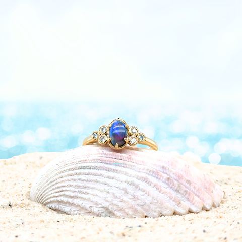 August - Opal and Diamonds Ring -  Paddington Jeweller - Ojco