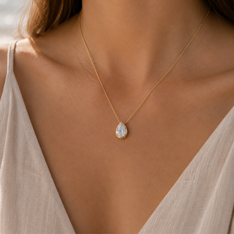 Norse Iðunn - Pear Cut Diamond Slider Pendant