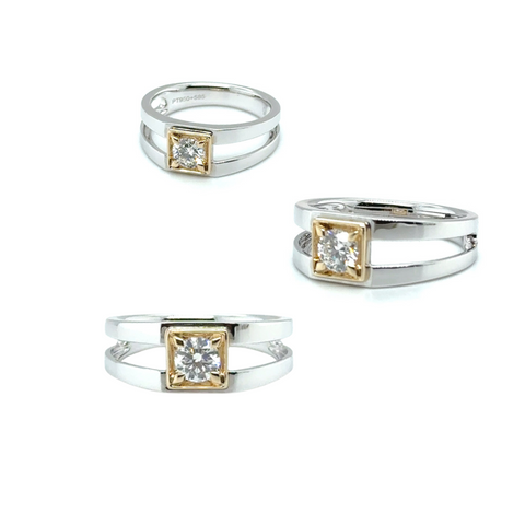 Brian – Gold Geometric Diamond Ring -  Paddington Jeweller - Ojco