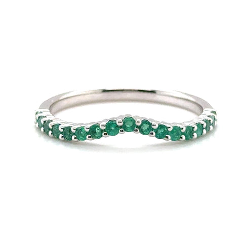 Custom emerald wedding band in white gold
