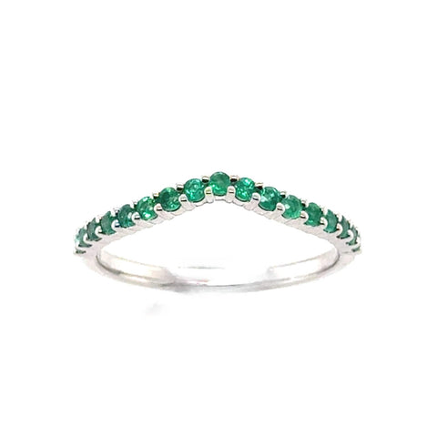 Emerald bridal band designed to sit with engagement ring