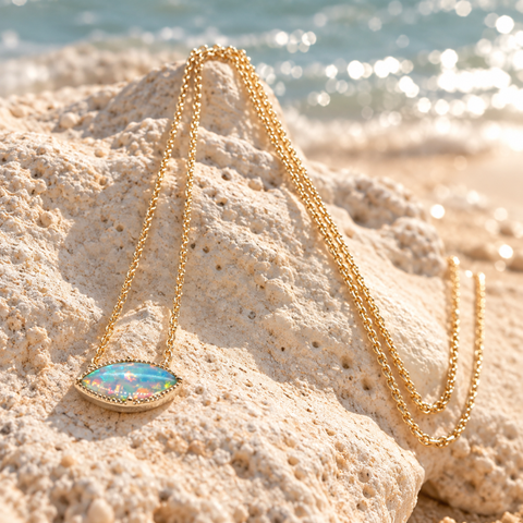 Boho – Australian Opal Marquise Necklace