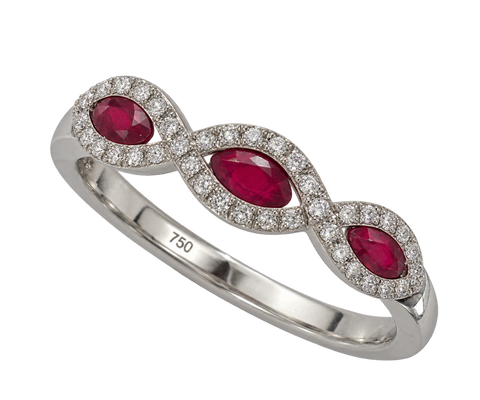 Ariah – Marquise Ruby & Diamond Ring in 18ct White Gold