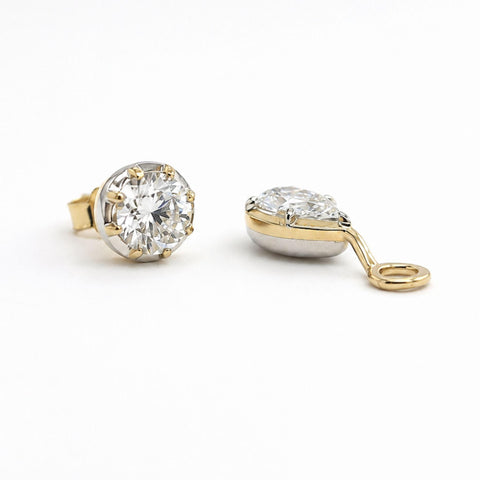 Norse Iðunn - Pear Cut Diamond Earrings