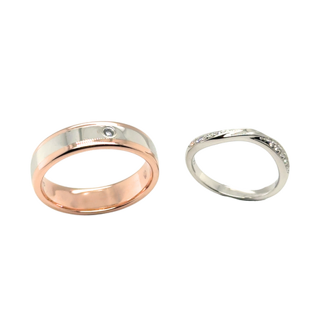 Modern two-tone masculine wedding ring
