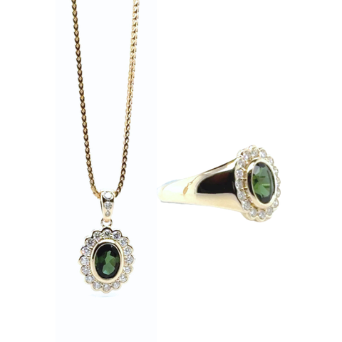 Manny – Custom Tourmaline & Diamond Ring and Pendant Set -  Paddington Jeweller - Ojco