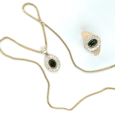 Manny – Custom Tourmaline & Diamond Ring and Pendant Set -  Paddington Jeweller - Ojco