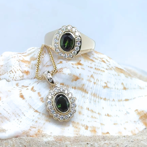 Manny – Custom Tourmaline & Diamond Ring and Pendant Set -  Paddington Jeweller - Ojco