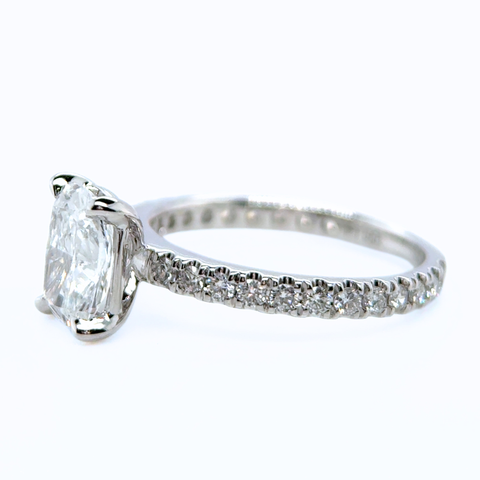 Rhiana Custom Made - Cushion Cut Platinum Bridal Set -  Paddington Jeweller - Ojco
