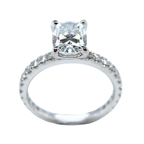 Rhiana Custom Made - Cushion Cut Platinum Bridal Set -  Paddington Jeweller - Ojco
