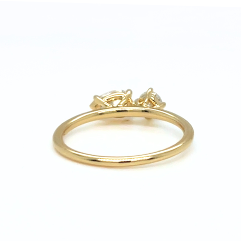 Two-stone Toi et Moi diamond ring in 18kt gold with refined custom proportions.”