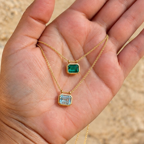 Mira – Gemstone Slider Necklace in 9kt Yellow Gold