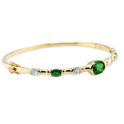 Luxury green tsavorite garnet bangle bracelet