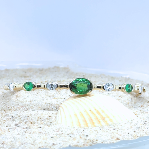 Tsavorite & Diamond Bangle