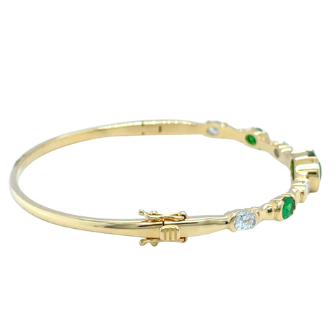 Fine gemstone bangle handcrafted in yellow gold