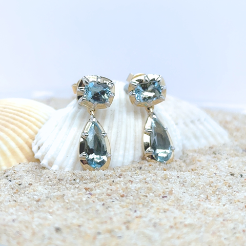 Amora - Aquamarine Drop Earrings