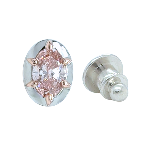 Custom made pink diamond lapel pin in white and pink gold