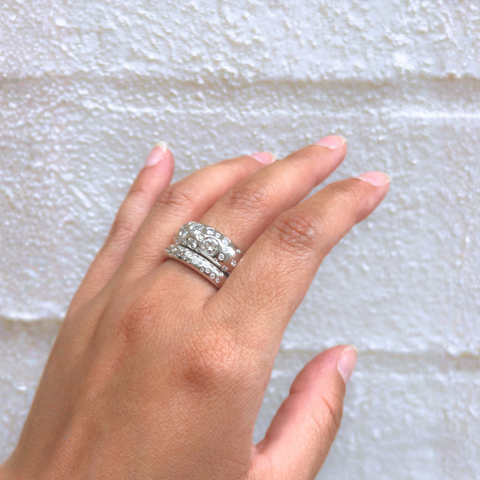 hammer set diamond ring worn on hand