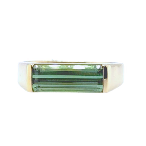 Front Close-up of emerald cut tourmaline showing clarity and colour