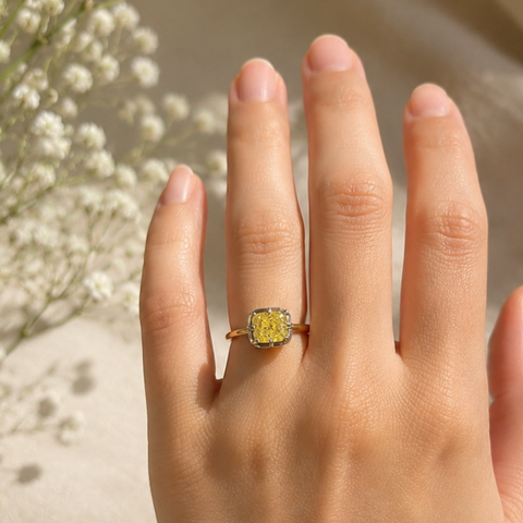 Astrid - Yellow Cushion-Cut Diamond