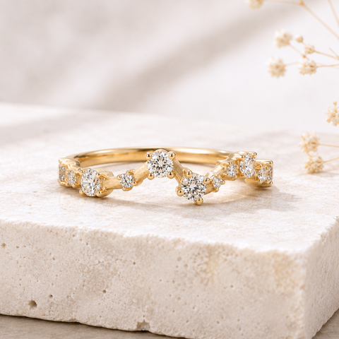 Bruna - Custom Organic Diamond Ring in 9K Yellow Gold