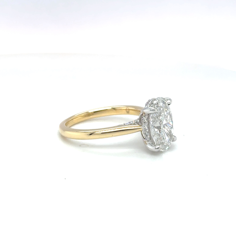 3ct oval lab-grown diamond solitaire ring in yellow gold and platinum
