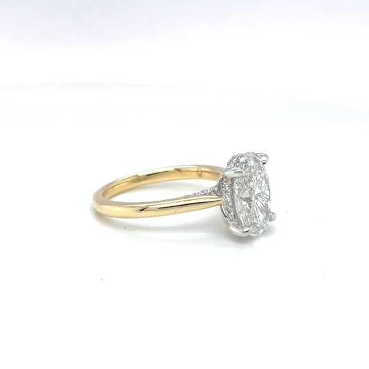 3ct oval lab-grown diamond solitaire ring in yellow gold and platinum