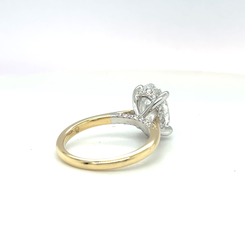 3ct oval lab-grown diamond solitaire ring in yellow gold and platinum 