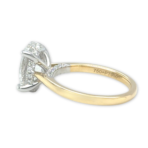 3ct oval lab-grown diamond solitaire ring in yellow gold and platinum