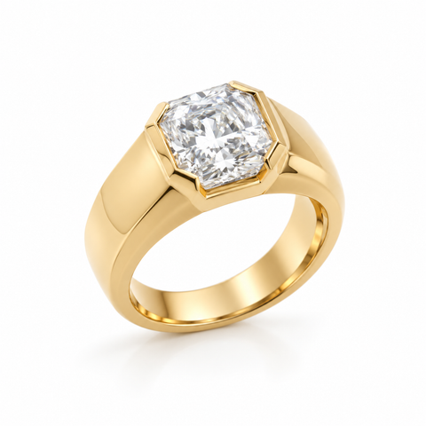 Danu - East/West open bezel wide band Engagement Ring