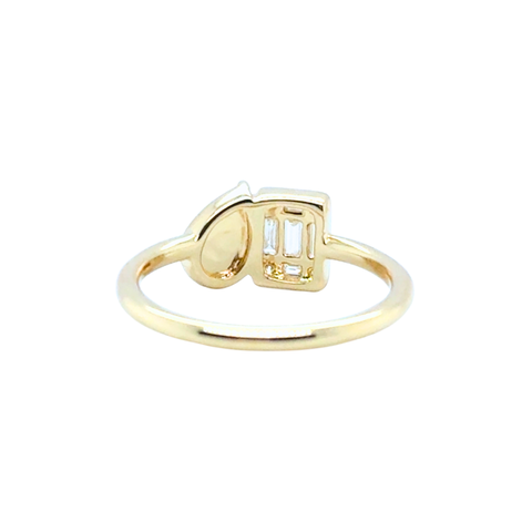 pear opal and diamond ring yellow gold from back