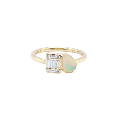 pear opal and diamond ring yellow gold