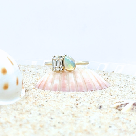 unique opal and diamond toi et moi ring