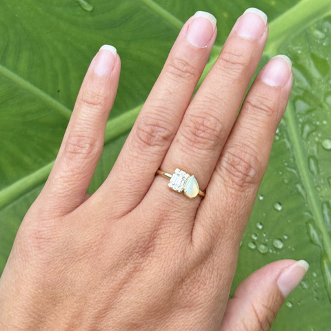 unique opal and diamond toi et moi ring