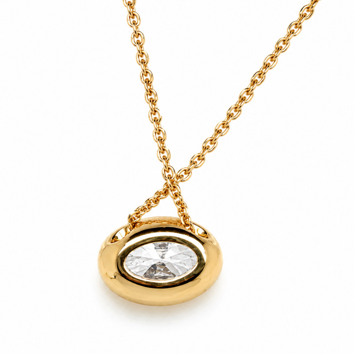 Oval Aroha – 14ct Yellow Gold Gemstone Slider Necklace -  Paddington Jeweller - Ojco
