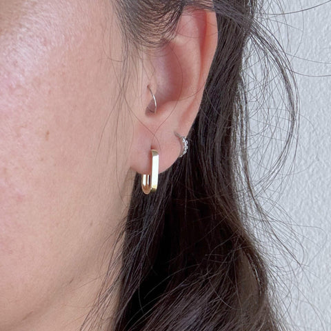 Italian made yellow gold small hoop earrings