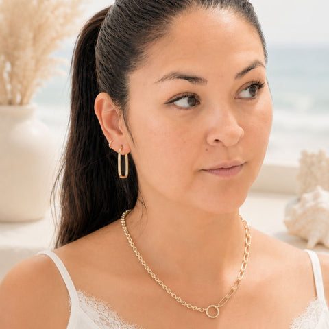 Camryn Oval Hoop Earrings in 9K Yellow Gold