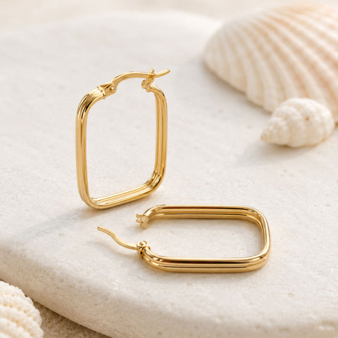 Camryn Oval Hoop Earrings in 9K Yellow Gold