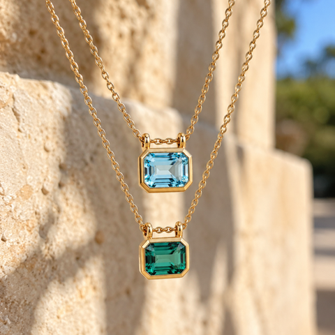 Mira – Gemstone Slider Necklace in 9kt Yellow Gold