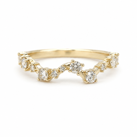 Bruna - Custom Organic Diamond Ring in 9K Yellow Gold