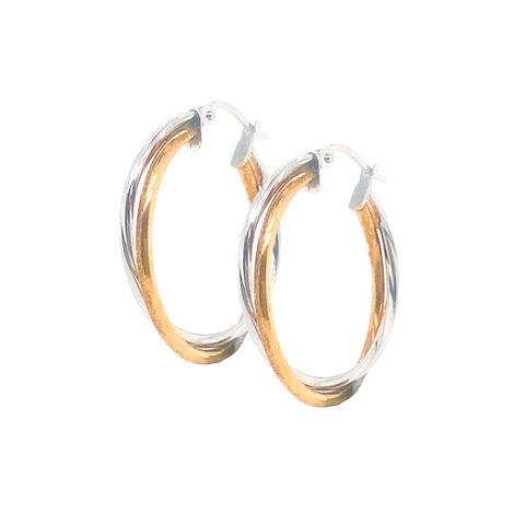 2 Tone Crossover Hoop - Round Profile -  Paddington Jeweller - Ojco