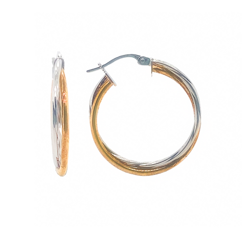 2 Tone Crossover Hoop - Round Profile -  Paddington Jeweller - Ojco