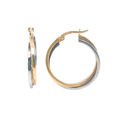 2 Tone Crossover Hoop - Square Profile -  Paddington Jeweller - Ojco