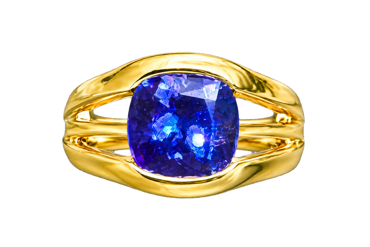 Camile – 4.16ct Tanzanite Ring in 14K Yellow Gold -  Paddington Jeweller - Ojco